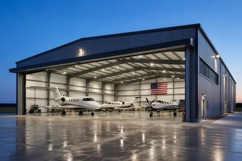 اسٽيل جي جوڙجڪ پرائيويٽ هنگر جي تعمير